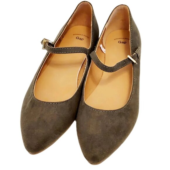 GAP Shoes - GAP Olive Green Suede Mary Jane Flats